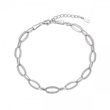 Pulsera de plata Eslabones con circonita