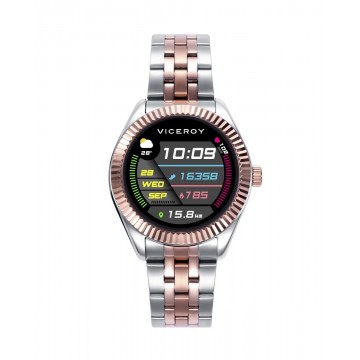 Reloj Smart Mujer caja y brazalete bicolor de acero
