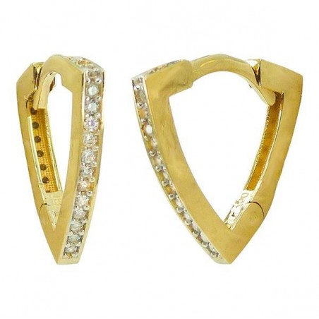 Pendientes Oro18K Triángulo Circonitas 15mm
