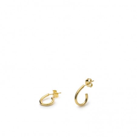 Pendientes aros pequeños diseño semiabierto y plata lisa bañada en oro