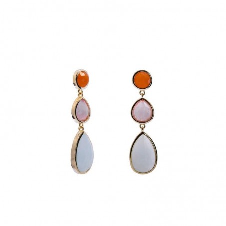 Pendientes de piedra natural largos diseño lágrima cuarzo rosa