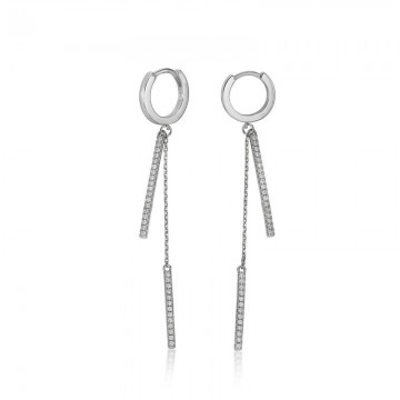Pendientes largos estilo aro con detalle rígido de circonitas