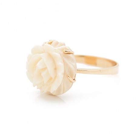 Sortija Oro 18K con Flor de Marfil 