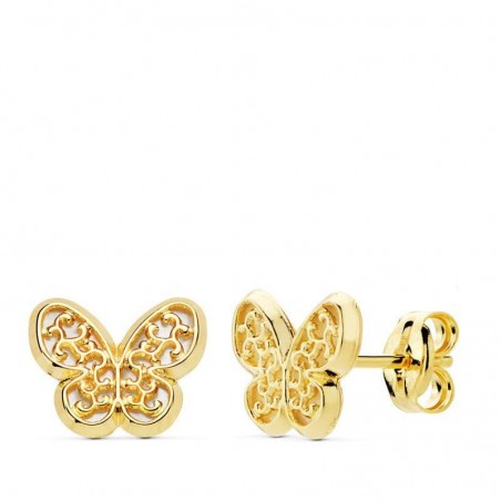 Pendientes Or Amarillo 18K Mariposa Nacar