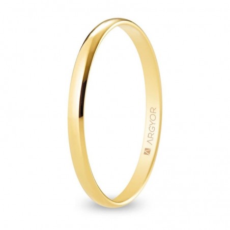 Alianza de boda oro 18K media caña 2 mm