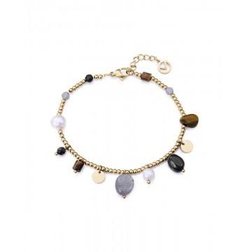 Pulsera de mujer de acero dorado con piedras
