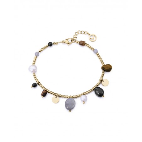 Pulsera de mujer de acero Ip dorado con piedras