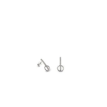 Pendientes pequeños con circonitas lineal y circulo