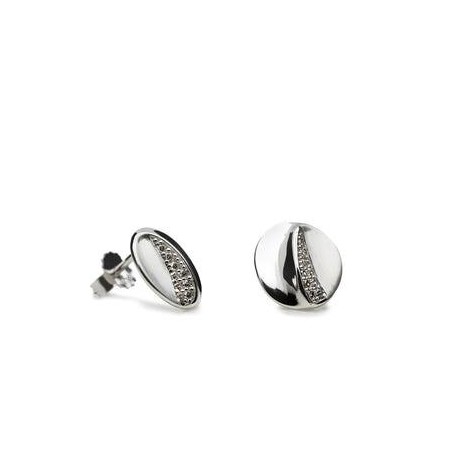 Pendientes pequeños de plata circular con volumen y circonitas