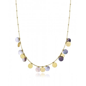 Collar de mujer de acero dorado con madre perla