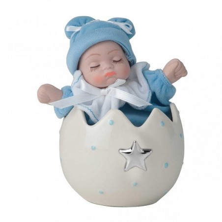 Bibelot Huevo c/bebé Azul Celeste - Estrella