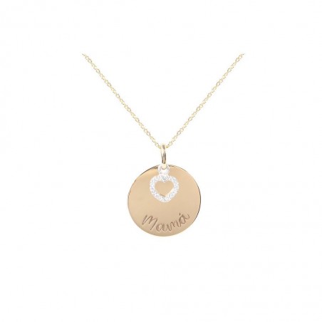 Gargantilla de Oro 18K Mamá corazón de circonitas.