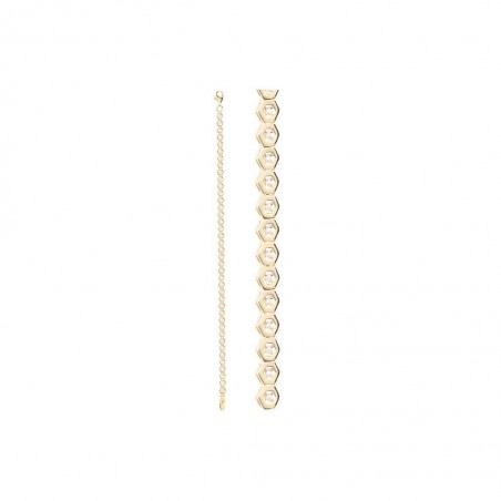 Pulsera de oro 18 k Riviere chatones hexagonales