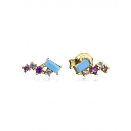Pendientes de plata con baño de oro y circonitas