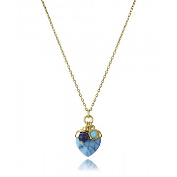 Collar de plata con baño de oro, colgante con piedras