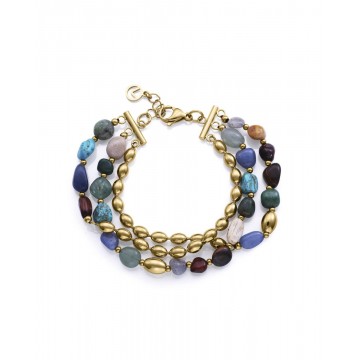 Pulsera de mujer  múltiple con piedras naturales