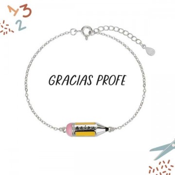 Pulsera de plata rodiada lapicero esmalte amarillo
