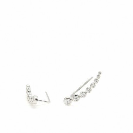 Pendientes trepadores de plata diseño circonitas brillantes crecientes