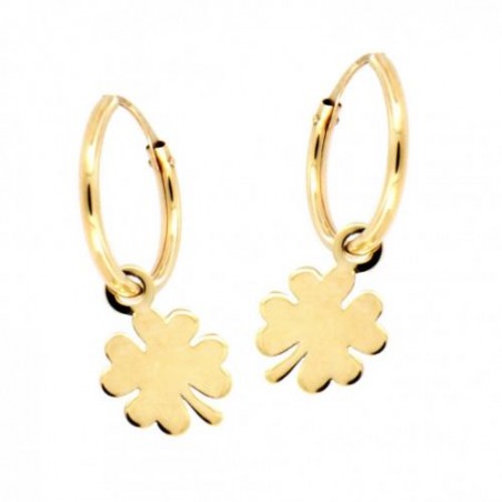 Pendientes Oro 18K Aro Trébol 