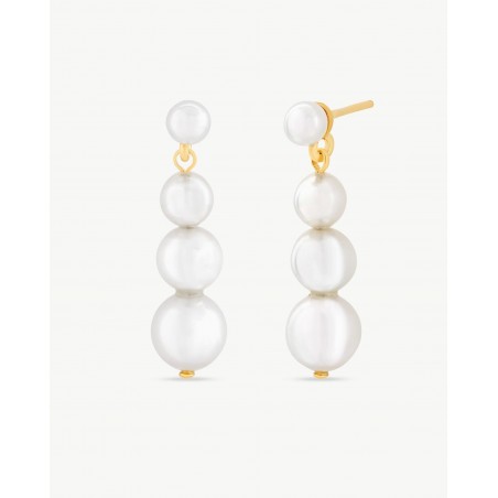 Pendientes Largos Dorados con Perlas Petit