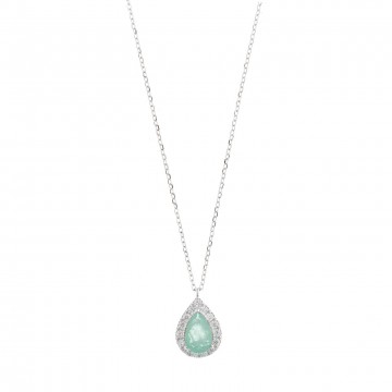Colgante de Plata Salvatore con Cadena Verde Menta
