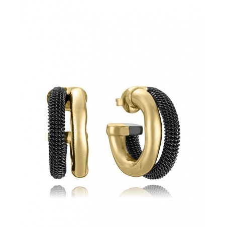 Pendientes Acero Ip Dorado y Negro