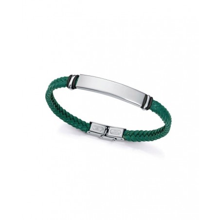 Pulsera de hombre de acero y piel verde
