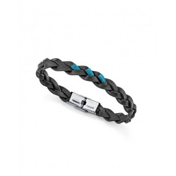 Pulsera Acero Viceroy de piel negra cordon