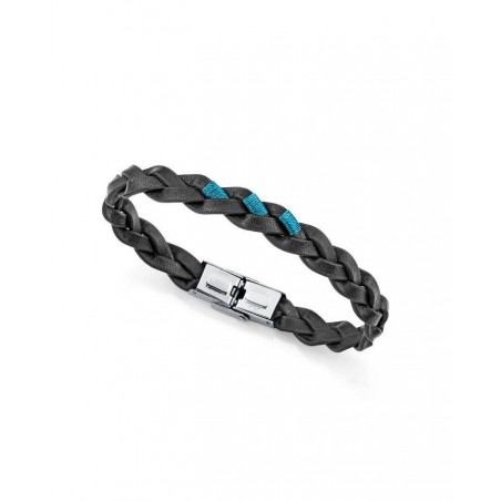 Pulsera Acero Viceroy de piel negra cordon