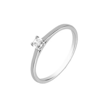 Solitario de Oro Blanco de 18K c/Diamante 0.155 ct