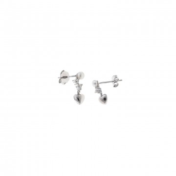 Pendientes de Plata Salvatore Corazón Con Perlas