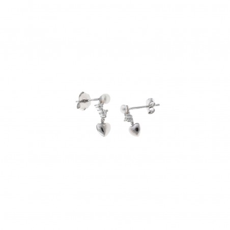 Pendientes de Plata Salvatore Corazón Con Perlas
