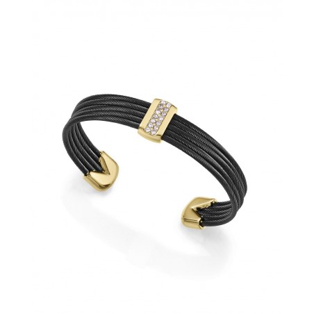 Pulsera de acero Ip negro y dorado