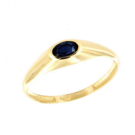 Sortija Oro amarillo de 18 Kt con Zafiro Natural