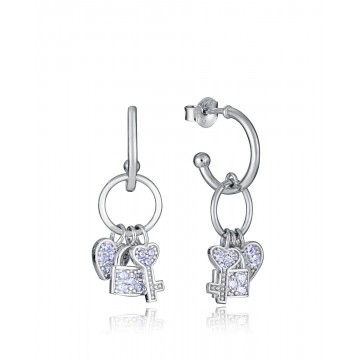 Pendientes de Plata Viceroy Llave, Corazón Candado