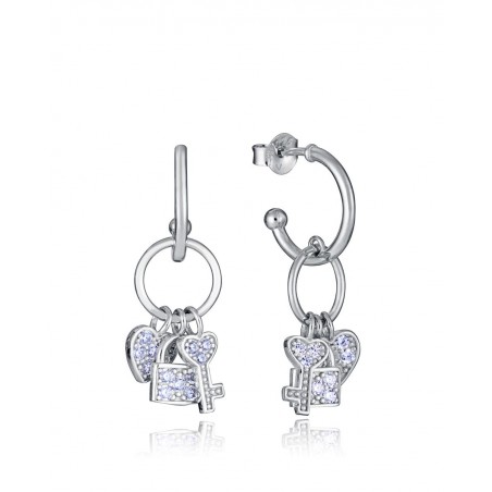 Pendientes de Plata Viceroy Llave, Corazón Candado