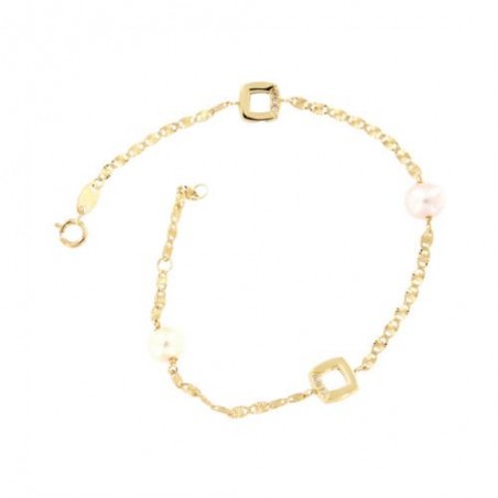 Pulsera Oro Amarillo 18 kt con Perlas Naturales