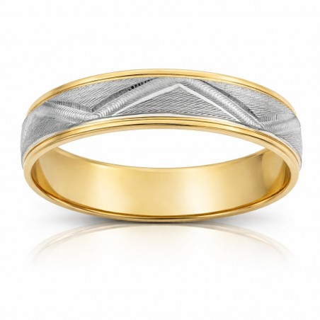 Alianza Oro 18K Bicolor Tallada - 5 mm