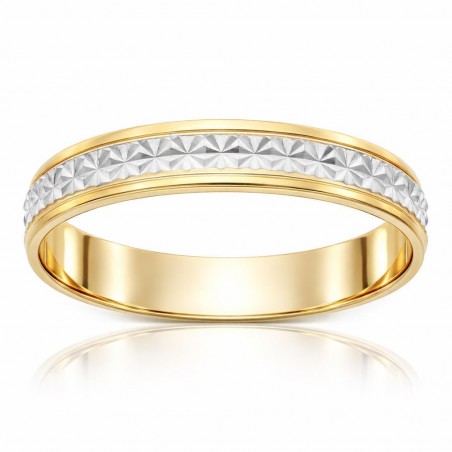 Alianza Oro 18K Bicolor Tallada - 4 mm