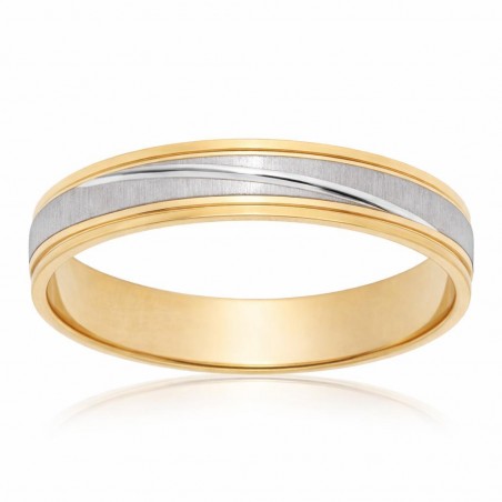 Alianza Oro 18K Bicolor Tallada - 4mm