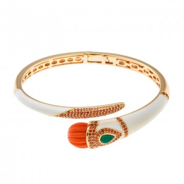 Pulsera Laton chapado Oro Salvatore Esmaltado Blanco