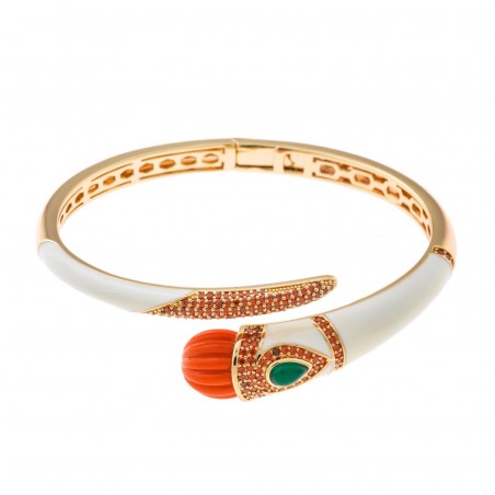 Pulsera Laton chapado Oro Salvatore Esmaltado Blanco