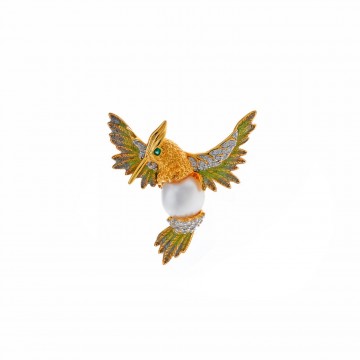 Broche de Plata Dorado Salvatore - Colibrí