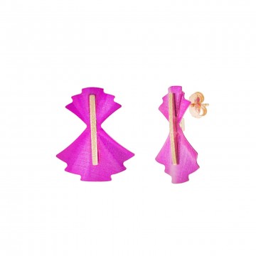Pendientes plata chapado Lazo Asimétrico Rosa