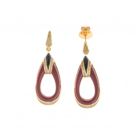 Pendientes Chapados en Oro Salvatore con Esmaltado Rojo