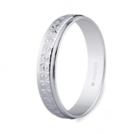 Alianza oro blanco diamantada brillo 4mm