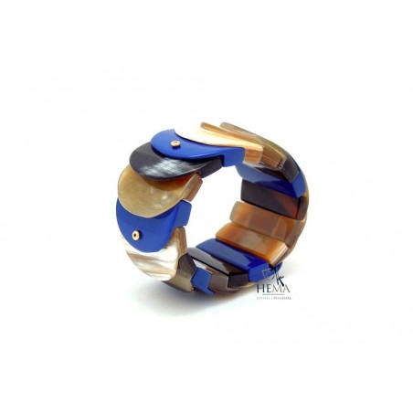 Brazalete de Asta, Resina azul y Oro18 Kts 