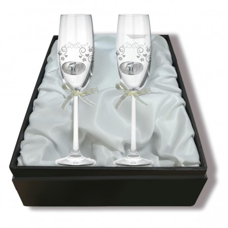 Copas de Cava de Cristal - 50 Aniversario Con Estuche