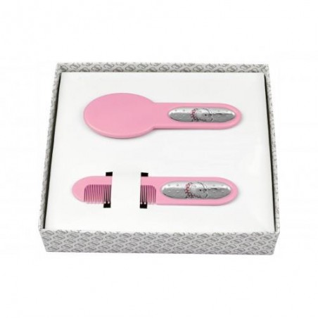 Peine y Cepillo Elefante 14cm Rosa
