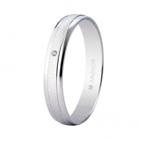 Alianza de boda de oro blanco y diamante